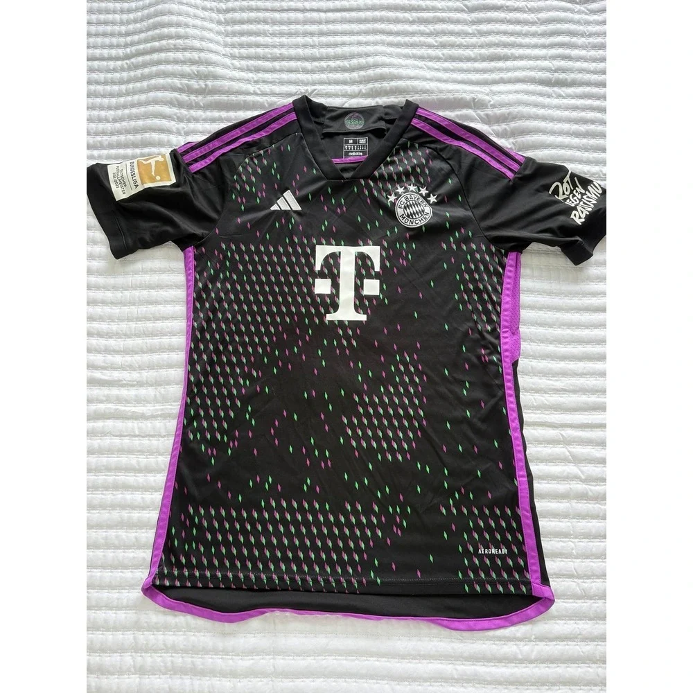Adidas FC Bayern Munich 2024 Away Soccer Jersey Kane 9 Black Purple Mens Medium